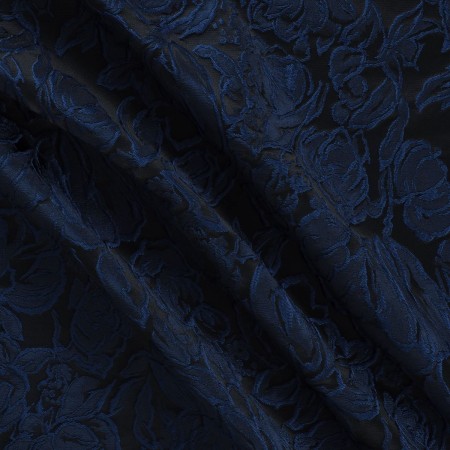 Navy jacquard cloqué floral