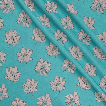 Blue turquoise jacquard floral