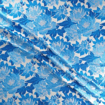 Jacquard flores lamÉ azul