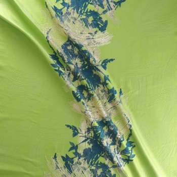 Green jacquard floral lam?