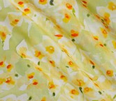 Estampado flor organza verde amarillo