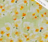 Estampado flor organza verde amarillo