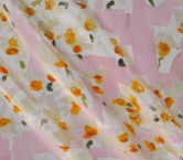 Estampado flor organza verde amarillo