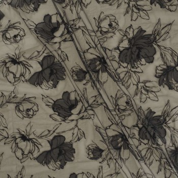 Tul bordado flor = 3006 negro