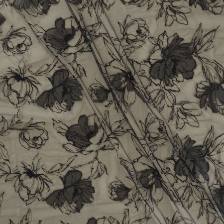 Tul bordado flor = 3006 negro