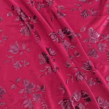 Twill bordado lentejuelas fuxia