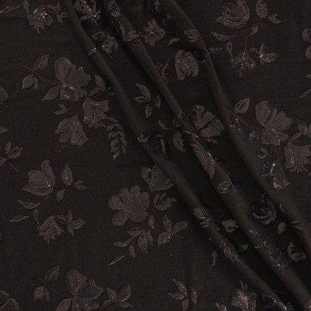 Twill bordado lentejuelas marron