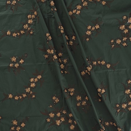 Green embroidered cotton flower