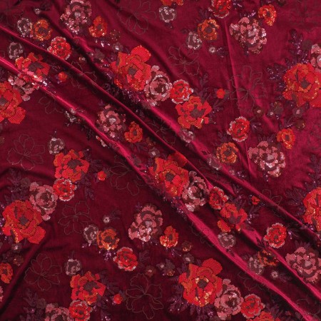 Red velvet embroidery