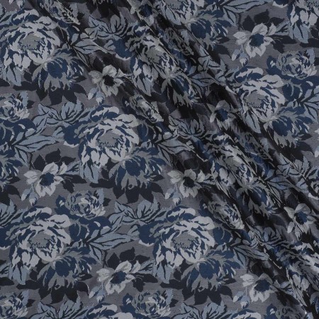 Jacquard flores lamé azul