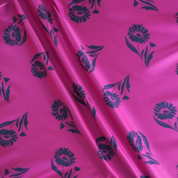 Pink blue floral mikado
