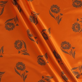 Orange brown floral mikado