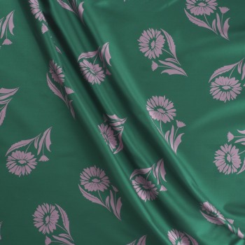Pink green floral mikado