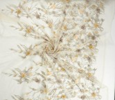 3d floral embroidery beige