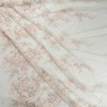CamaÏeu floral embroidery  pink