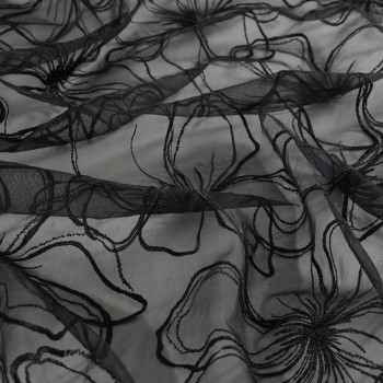 Soft macrofloral embroidery black