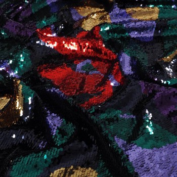 Macrofloral sequins purple green
