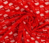 Geometric embroidered velvet red