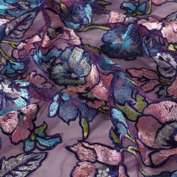 Pure floral embroidery purple