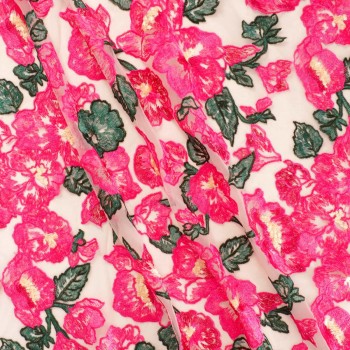 Pink pure floral embroidery