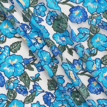 Blue pure floral embroidery