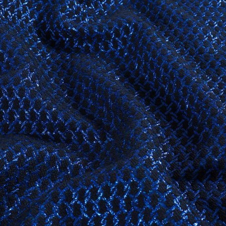 Blue geometric jacquard lame