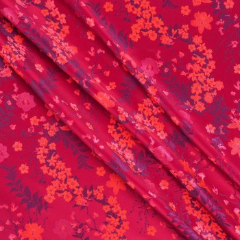 Jacquard raso floral grs rosa fuxia