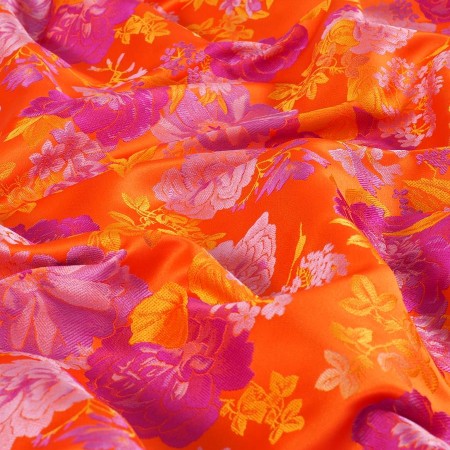 Orange pink jacquard flower sa