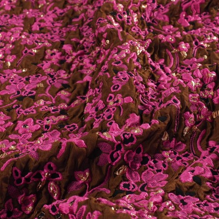 Brown pink floral quilted jacq