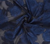 Blue flower jacquard organza