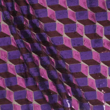 Lentejuelas diseño geométrico burdeos fuxia