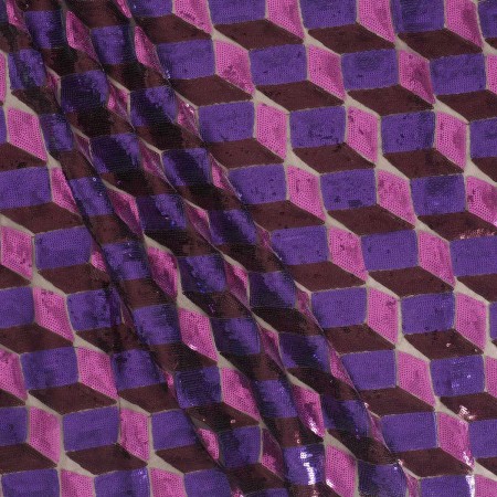 Lentejuelas diseño geométrico burdeos fuxia