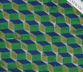 Lentejuelas diseño geométrico azul verde amarillo