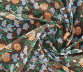 Blue flower embroidered tafetan