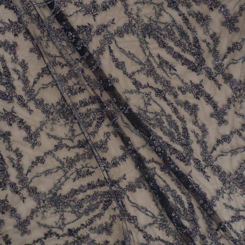 Blue navy rhinestone  embroidery