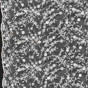 Pedreria con mini flor 3d blanco