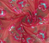 Garnet embroidered flower organza