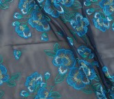 Garnet embroidered flower organza