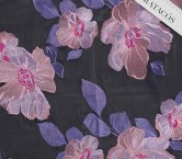 Blue navy flower embroidered chiffon