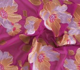 Fuxia flower embroidered chiffon