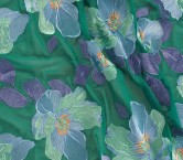 Fuxia flower embroidered chiffon