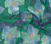 Green flower embroidered chiffon