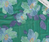 Green flower embroidered chiffon
