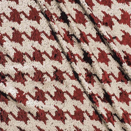 Beige red paillet pied de poule