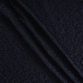 Jacquard floral relieve azul marino