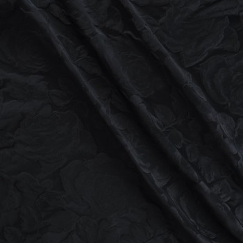 Black jacquard cloqué floral