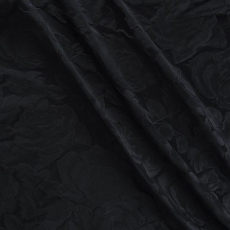 Jacquard cloqué floral negro