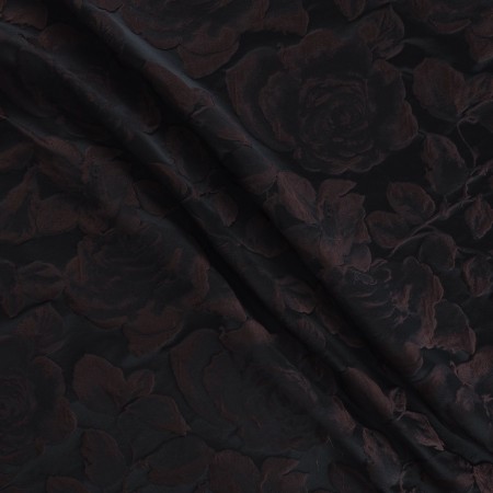 Jacquard cloqué floral marron