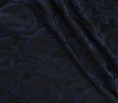 Jacquard cloqué floral azul marino