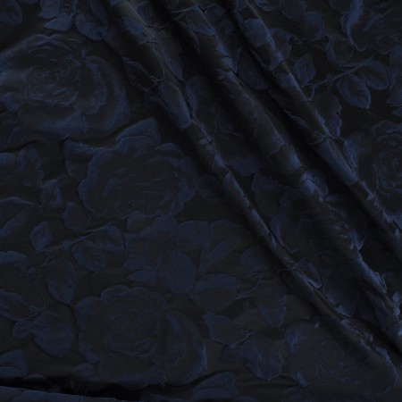 Jacquard cloqué floral azul marino